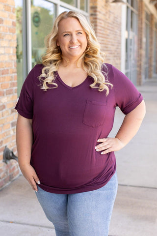 Pocketful of Perfect- Solid V-Neck Tees (22 COLORS)-1- ShortSlv/Slvless Tops-Michelle Mae-Styled by Stacked - A Plus Size Women's Boutique in Lakeville, MN