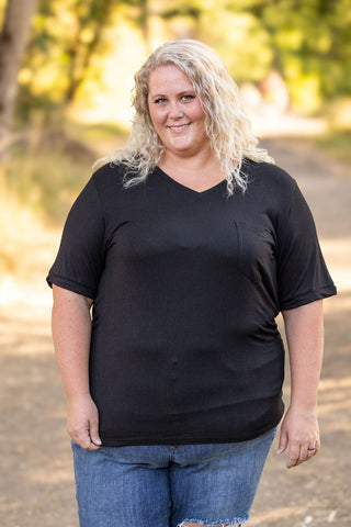 Pocketful of Perfect- Solid V-Neck Tees (22 COLORS)-1- ShortSlv/Slvless Tops-Michelle Mae-Styled by Stacked - A Plus Size Women's Boutique in Lakeville, MN