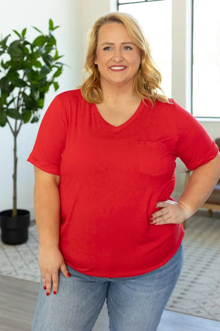 Pocketful of Perfect- Solid V-Neck Tees (22 COLORS)-1- ShortSlv/Slvless Tops-Michelle Mae-Styled by Stacked - A Plus Size Women's Boutique in Lakeville, MN