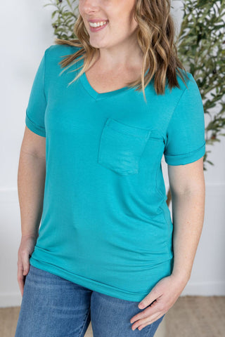 Pocketful of Perfect- Solid V-Neck Tees (22 COLORS)-1- ShortSlv/Slvless Tops-Michelle Mae-Styled by Stacked - A Plus Size Women's Boutique in Lakeville, MN
