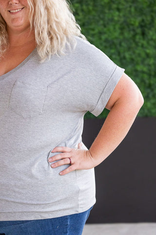 Pocketful of Perfect Vneck Tee w/Dolman Sleeve (11 colors)-1- ShortSlv/Slvless Tops-MICHELLE MAE-Styled by Stacked - A Plus Size Women's Boutique in Lakeville, MN