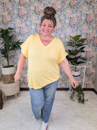 Pocketful of Perfect Vneck Tee w/Dolman Sleeve (11 colors)-1- ShortSlv/Slvless Tops-MICHELLE MAE-Styled by Stacked - A Plus Size Women's Boutique in Lakeville, MN