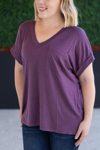 Pocketful of Perfect Vneck Tee w/Dolman Sleeve (11 colors)-1- ShortSlv/Slvless Tops-MICHELLE MAE-Styled by Stacked - A Plus Size Women's Boutique in Lakeville, MN