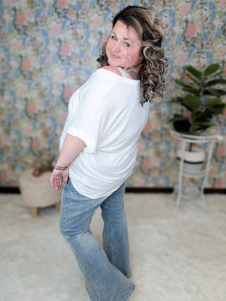 Pocketful of Perfect Vneck Tee w/Dolman Sleeve (11 colors)-1- ShortSlv/Slvless Tops-MICHELLE MAE-Styled by Stacked - A Plus Size Women's Boutique in Lakeville, MN