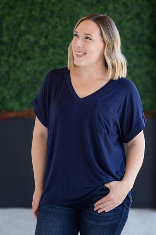 1- ShortSlv/Slvless Tops Pocketful of Perfect Vneck Tee w/Dolman Sleeve (12 colors) plus size clothing