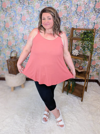 1- ShortSlv/Slvless Tops Polly Perfect Swing Tank in Ribbed Solids plus size clothing