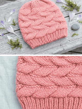 12- Accessories & Gifts Ponytail Cable Knit Stocking Cap in Pink plus size clothing
