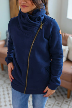 PHC- Adria Asymmetrical Solid Heavyweight Zip Cowl