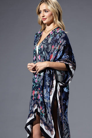 Presley Rose + Paisley Print Kimono on Navy-4- Overlayer Tops-urbanista-Styled by Stacked - A Plus Size Women's Boutique in Lakeville, MN