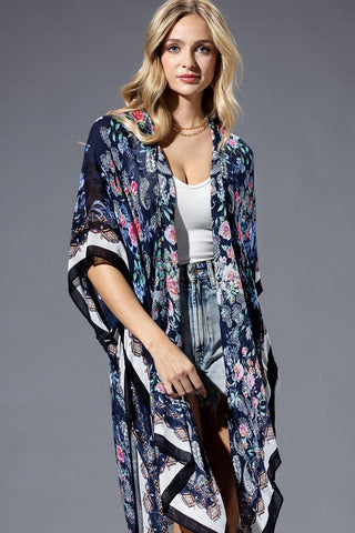 Presley Rose + Paisley Print Kimono on Navy-4- Overlayer Tops-urbanista-Styled by Stacked - A Plus Size Women's Boutique in Lakeville, MN