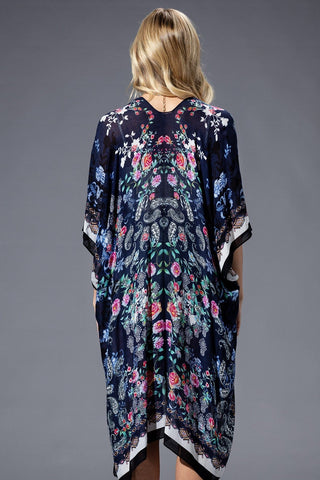 Presley Rose + Paisley Print Kimono on Navy-4- Overlayer Tops-urbanista-Styled by Stacked - A Plus Size Women's Boutique in Lakeville, MN