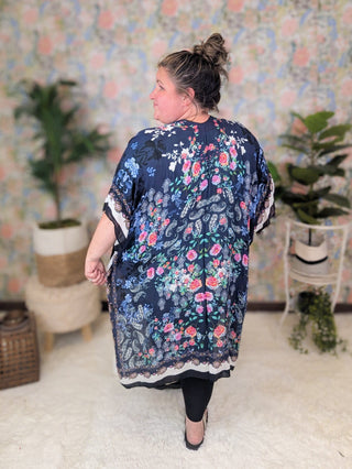 Presley Rose + Paisley Print Kimono on Navy-4- Overlayer Tops-urbanista-Styled by Stacked - A Plus Size Women's Boutique in Lakeville, MN