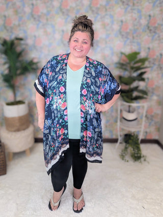 Presley Rose + Paisley Print Kimono on Navy-4- Overlayer Tops-urbanista-Styled by Stacked - A Plus Size Women's Boutique in Lakeville, MN