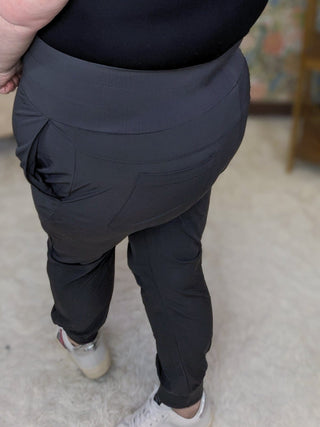 Quinlan High Rise Athletic Joggers in Charcoal Gray-10- Bottoms Non-Denim-WHITE BIRCH-Styled by Stacked - A Plus Size Women's Boutique in Lakeville, MN