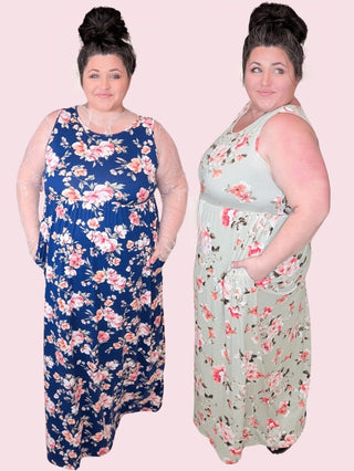11- Dress/Romp/Jump Rachel Floral Maxi Dress w/Pockets plus size clothing
