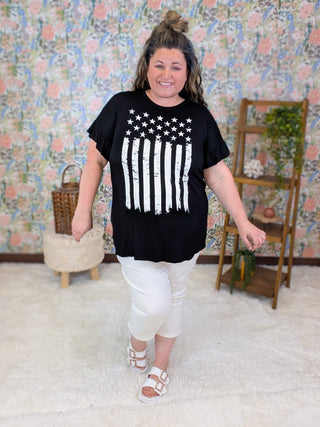 6- Graphic Tops Rebel Flag Print Tee on Black plus size clothing