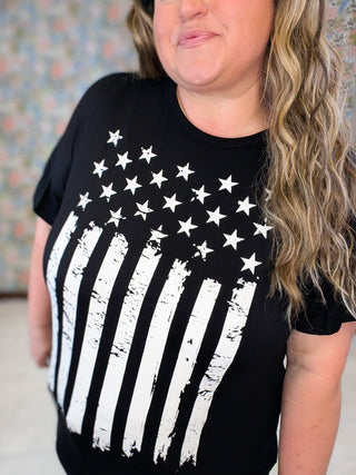 6- Graphic Tops Rebel Flag Print Tee on Black plus size clothing