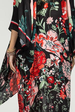 Ruby Red Flower Garden Kimono