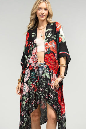 Ruby Red Flower Garden Kimono