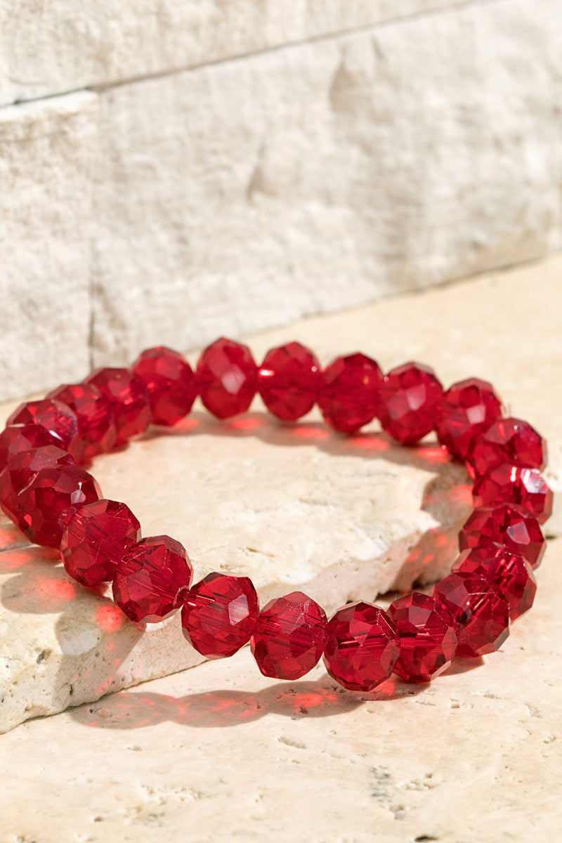 Glass Bead Bracelet in Ruby