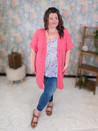 1- ShortSlv/Slvless Tops Reese Flowy Tank in Ditsy Floral on Aqua plus size clothing