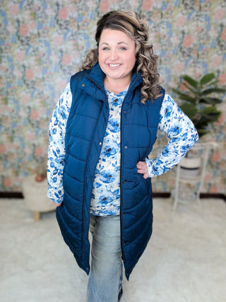 Blair Mockneck w/Thumbholes in Sapphire Stems-2- Long Sleeve Tops-MICHELLE MAE-Styled by Stacked - A Plus Size Women's Boutique in Lakeville, MN