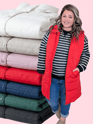 4- Overlayer Tops Remington Longline Quilted Non-Puff Vest plus size clothing
