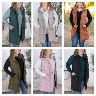 Remington Longline Quilted Non-Puff Vest (9 Colors)-4- Overlayer Tops-MICHELLE MAE-Styled by Stacked - A Plus Size Women's Boutique in Lakeville, MN