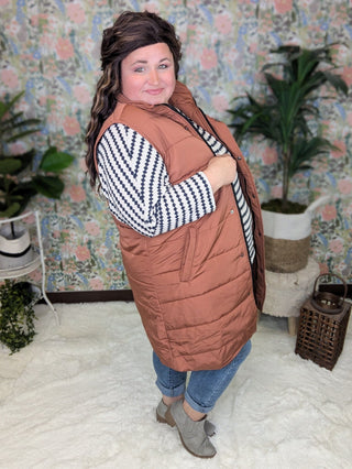 Remington Longline Quilted Non-Puff Vest (9 Colors)-4- Overlayer Tops-MICHELLE MAE-Styled by Stacked - A Plus Size Women's Boutique in Lakeville, MN