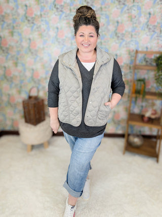 Renee 3/4 Sleeve Vneck Tee w/White Inset (4 Colors)-2- Long Sleeve Tops-Emerald Collection-Styled by Stacked - A Plus Size Women's Boutique in Lakeville, MN