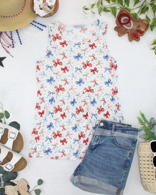 Cole Babydoll Tank in Patriotic Cutesy Bows