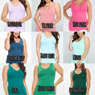 Reversible Wide Strap Long Tank (24 COLORS)-5- Year Round Underlayers-YELETE-Styled by Stacked - A Plus Size Women's Boutique in Lakeville, MN