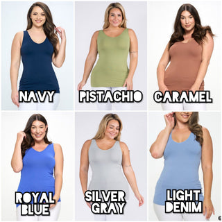 Reversible Wide Strap Long Tank (24 COLORS)-5- Year Round Underlayers-YELETE-Styled by Stacked - A Plus Size Women's Boutique in Lakeville, MN