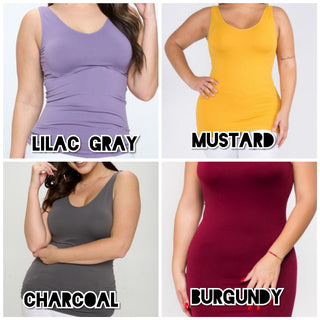 Reversible Wide Strap Long Tank (24 COLORS)-5- Year Round Underlayers-YELETE-Styled by Stacked - A Plus Size Women's Boutique in Lakeville, MN