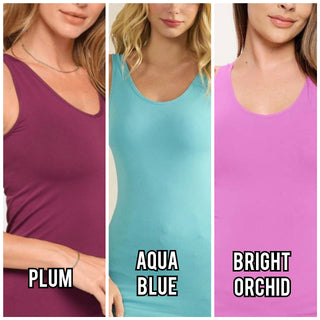 5- Year Round Underlayers Reversible Wide Strap Long Tank (26 COLORS) plus size clothing