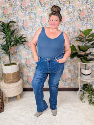 RFM Tummy Control High Rise Slim-Straight Leg Jeans-9- Bottoms Denim-RFM-Styled by Stacked - A Plus Size Women's Boutique in Lakeville, MN