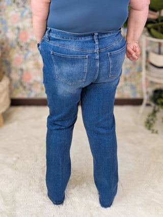 RFM Tummy Control High Rise Slim-Straight Leg Jeans-9- Bottoms Denim-RFM-Styled by Stacked - A Plus Size Women's Boutique in Lakeville, MN