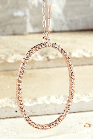 Rhinestone Accent Oval Long Pendant Necklace (5 colors)-12- Accessories & Gifts-urbanista-Styled by Stacked - A Plus Size Women's Boutique in Lakeville, MN