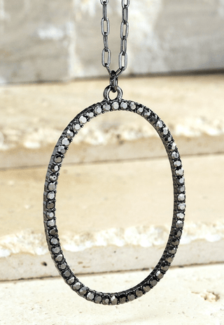 Rhinestone Accent Oval Long Pendant Necklace (5 colors)-12- Accessories & Gifts-urbanista-Styled by Stacked - A Plus Size Women's Boutique in Lakeville, MN