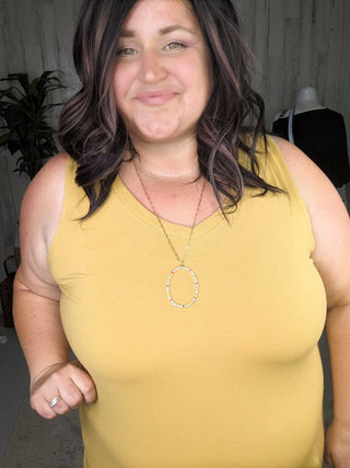 Rhinestone Accent Oval Long Pendant Necklace (5 colors)-12- Accessories & Gifts-urbanista-Styled by Stacked - A Plus Size Women's Boutique in Lakeville, MN
