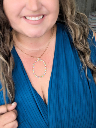 Rhinestone Accent Oval Long Pendant Necklace (5 colors)-12- Accessories & Gifts-urbanista-Styled by Stacked - A Plus Size Women's Boutique in Lakeville, MN
