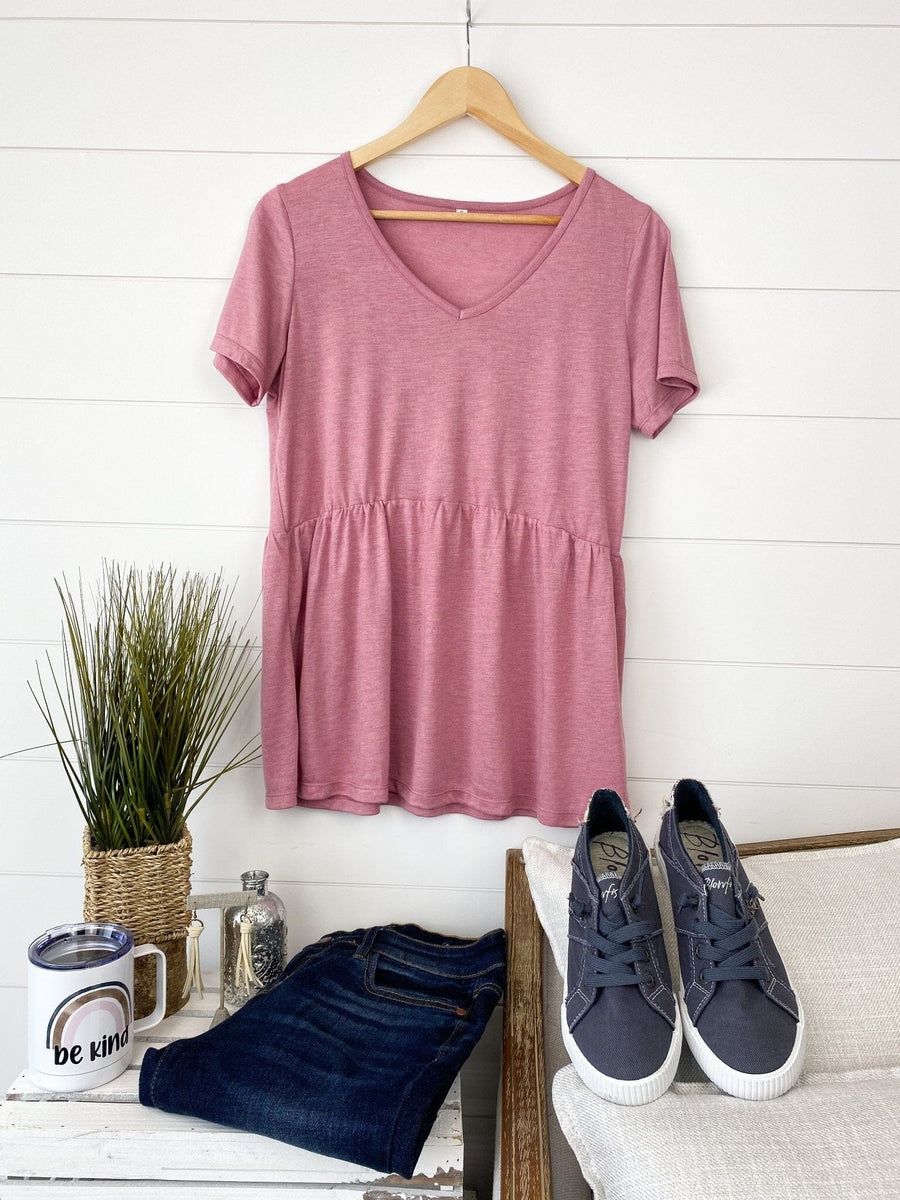 Flatter + Stretch Mini-Ruffle Tees (Heathered Solids) Tops Michelle Mae 