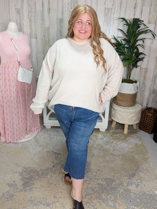 Rowan Slouchy Dolman Sweater (2 colors)-2- Long Sleeve Tops-WHITE BIRCH-Styled by Stacked - A Plus Size Women's Boutique in Lakeville, MN
