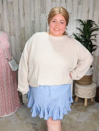 Rowan Slouchy Dolman Sweater (2 colors)-2- Long Sleeve Tops-WHITE BIRCH-Styled by Stacked - A Plus Size Women's Boutique in Lakeville, MN