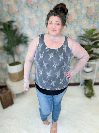 Roxanne Sheer Lace Top (3 colors)-2- Long Sleeve Tops-blakeley-Styled by Stacked - A Plus Size Women's Boutique in Lakeville, MN