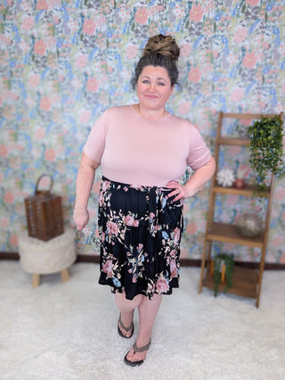11- Dress/Romp/Jump Rumi Floral Bottom Short Sleeve Dress (2 Colors) plus size clothing