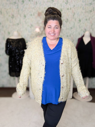Ruthie 3/4 Sleeve Vneck Blouse in Solids-2- Long Sleeve Tops-WHITE BIRCH-Styled by Stacked - A Plus Size Women's Boutique in Lakeville, MN