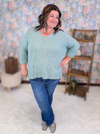 2- Long Sleeve Tops Sable Ribbon Yarn Slouchy Sweater in Solids (4 Colors) plus size clothing