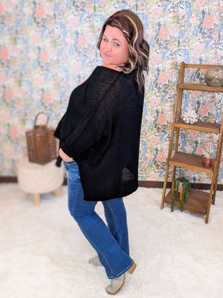 2- Long Sleeve Tops Sable Ribbon Yarn Slouchy Sweater in Solids (4 Colors) plus size clothing
