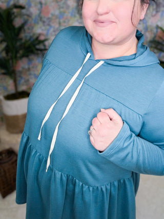 Sandra Double Tiered Flowy Babydoll Hoodie (4 Colors)-2- Long Sleeve Tops-BE STAGE-Styled by Stacked - A Plus Size Women's Boutique in Lakeville, MN